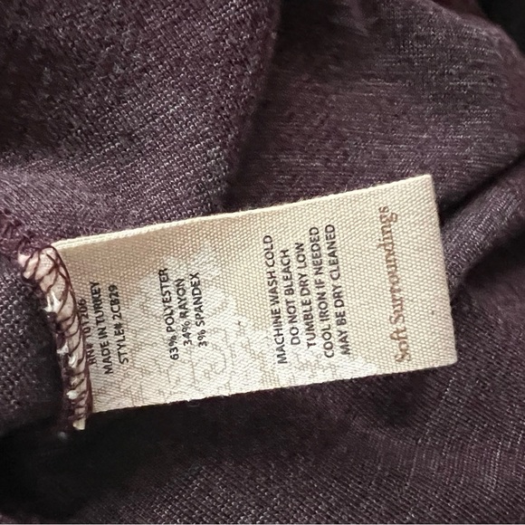 Soft Surroundings plaid rolled Button sleeve option pull over top.Sz. M - Picture 7 of 7